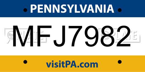 MFJ7982 Pennsylvania License Plate