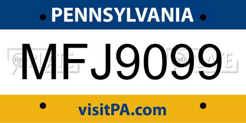 MFJ9099 Pennsylvania License Plate