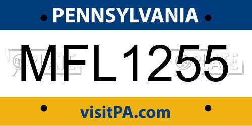 MFL1255 Pennsylvania License Plate