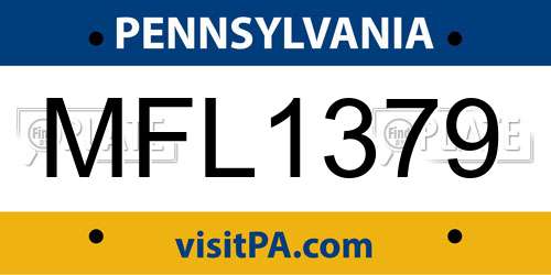 MFL1379 Pennsylvania License Plate