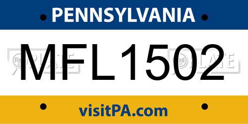 MFL1502 Pennsylvania License Plate