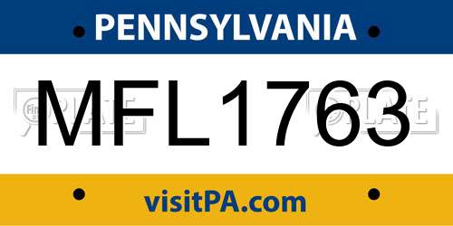 MFL1763 Pennsylvania License Plate