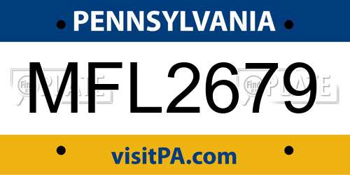 MFL2679 Pennsylvania License Plate