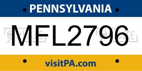 MFL2796 Pennsylvania License Plate