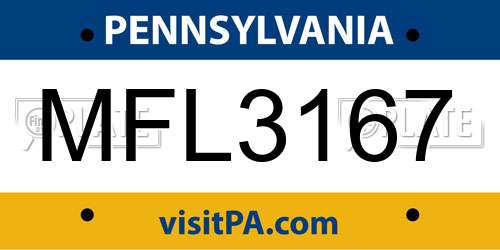 MFL3167 Pennsylvania License Plate