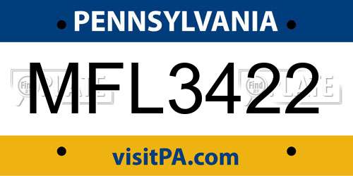 MFL3422 Pennsylvania License Plate