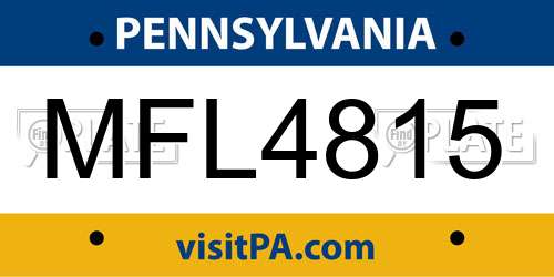 MFL4815 Pennsylvania License Plate