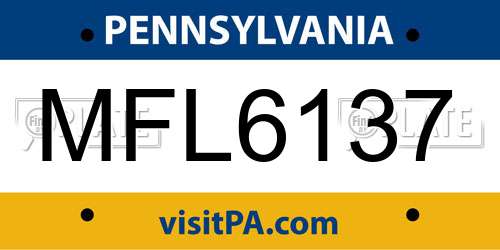 MFL6137 Pennsylvania License Plate