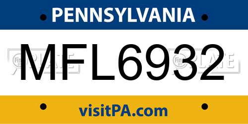 MFL6932 Pennsylvania License Plate