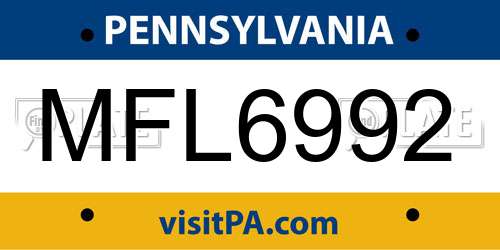 MFL6992 Pennsylvania License Plate