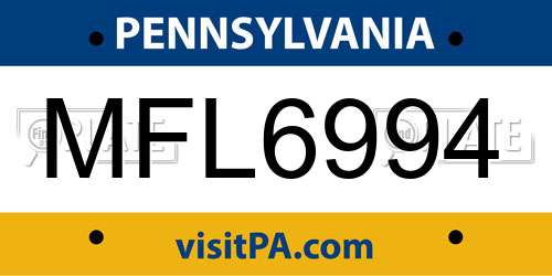 MFL6994 Pennsylvania License Plate