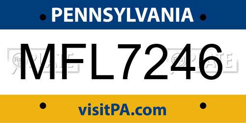 MFL7246 Pennsylvania License Plate