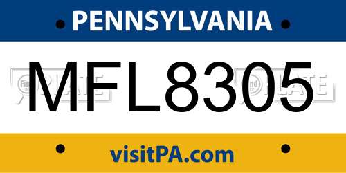 MFL8305 Pennsylvania License Plate