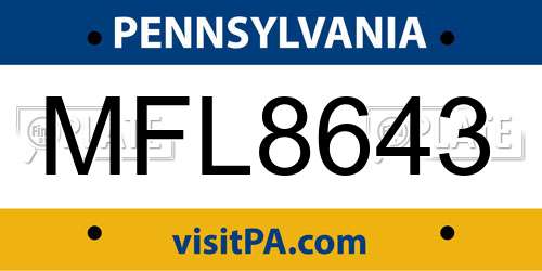 MFL8643 Pennsylvania License Plate