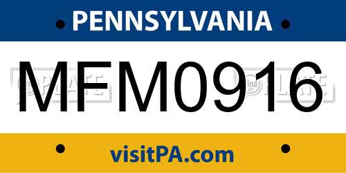 MFM0916 Pennsylvania License Plate