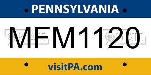 MFM1120 Pennsylvania License Plate