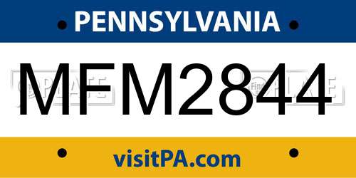 MFM2844 Pennsylvania License Plate