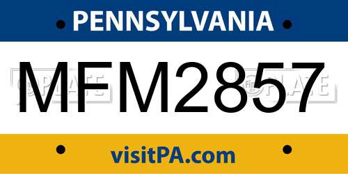 MFM2857 Pennsylvania License Plate