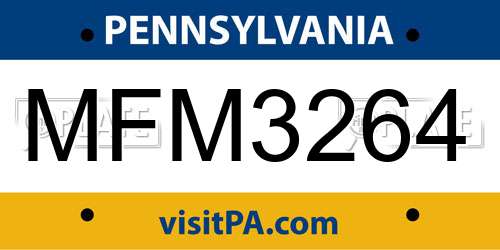 MFM3264 Pennsylvania License Plate