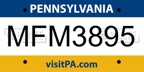 MFM3895 Pennsylvania License Plate
