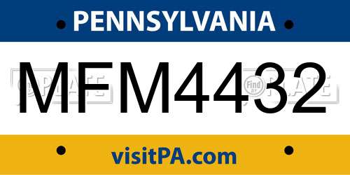 MFM4432 Pennsylvania License Plate