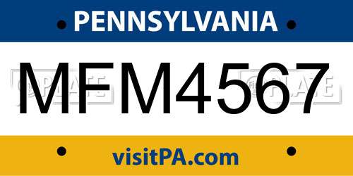 MFM4567 Pennsylvania License Plate