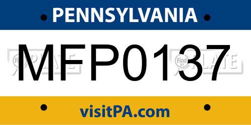 MFP0137 Pennsylvania License Plate