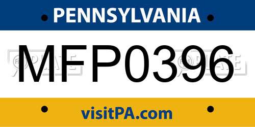 MFP0396 Pennsylvania License Plate