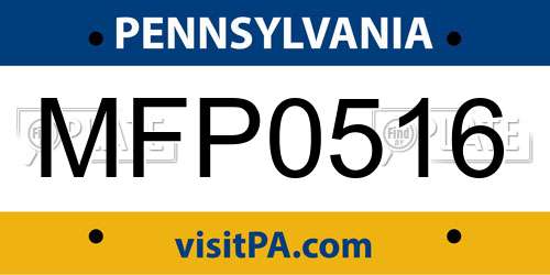 MFP0516 Pennsylvania License Plate