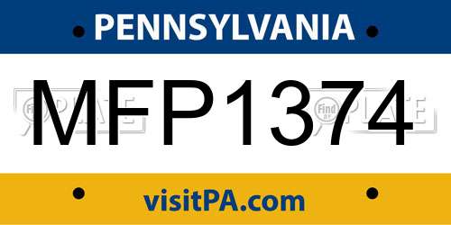 MFP1374 Pennsylvania License Plate