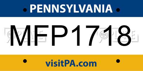 MFP1718 Pennsylvania License Plate