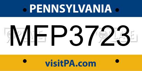 MFP3723 Pennsylvania License Plate