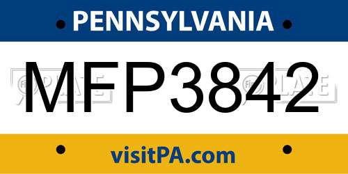 MFP3842 Pennsylvania License Plate