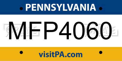MFP4060 Pennsylvania License Plate