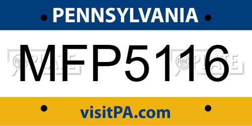 MFP5116 Pennsylvania License Plate