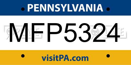 MFP5324 Pennsylvania License Plate