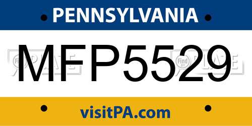 MFP5529 Pennsylvania License Plate