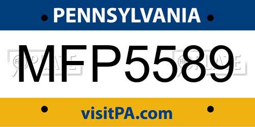 MFP5589 Pennsylvania License Plate