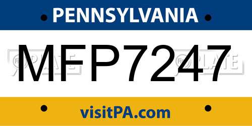 MFP7247 Pennsylvania License Plate