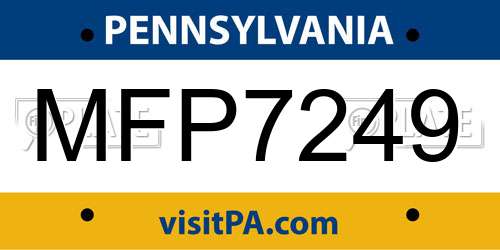MFP7249 Pennsylvania License Plate