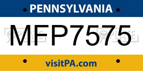 MFP7575 Pennsylvania License Plate