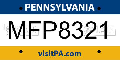 MFP8321 Pennsylvania License Plate