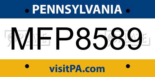 MFP8589 Pennsylvania License Plate