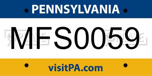 MFS0059 Pennsylvania License Plate