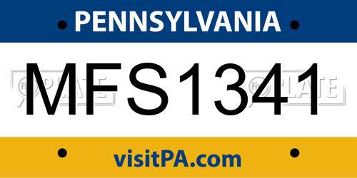 MFS1341 Pennsylvania License Plate