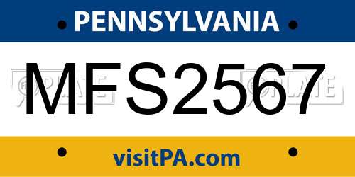 MFS2567 Pennsylvania License Plate