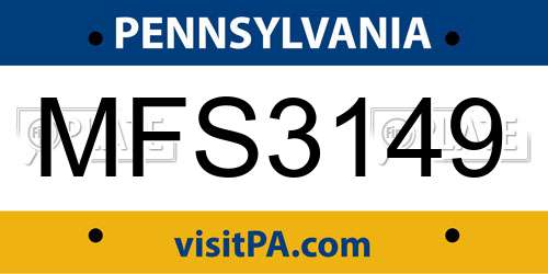 MFS3149 Pennsylvania License Plate