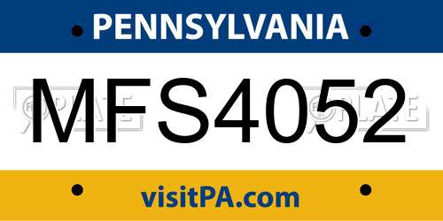 MFS4052 Pennsylvania License Plate