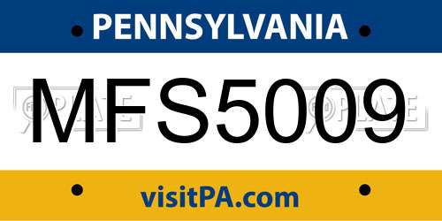 MFS5009 Pennsylvania License Plate