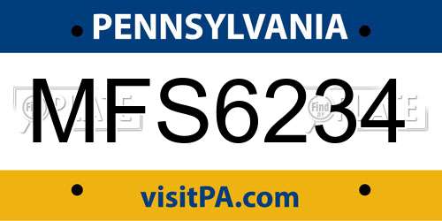 MFS6234 Pennsylvania License Plate